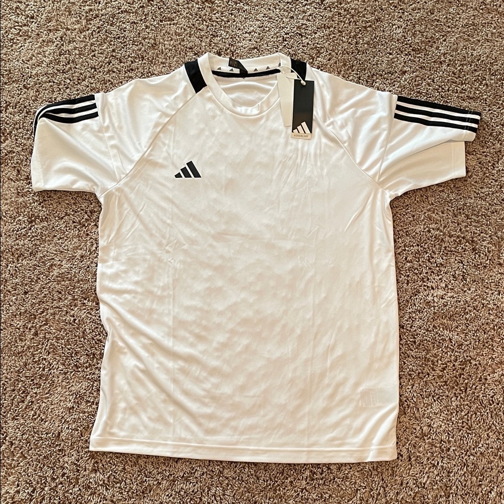 Adidas Men’s White Training T-Shirt with Black Accents